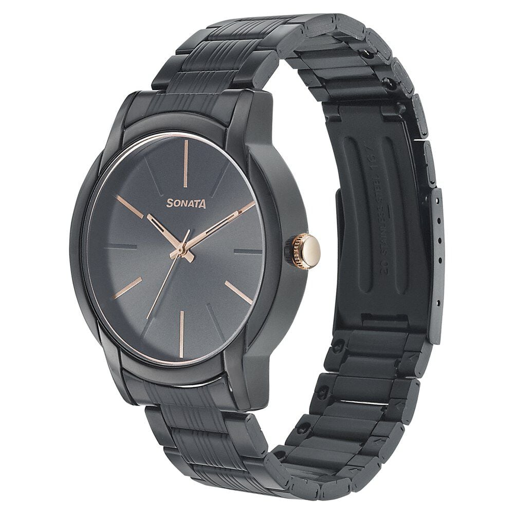 Sonata black clearance watch for men