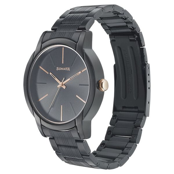 Sonata Beyond Gold Quartz Analog Black Dial Metal Strap Watch for Men - image number 1