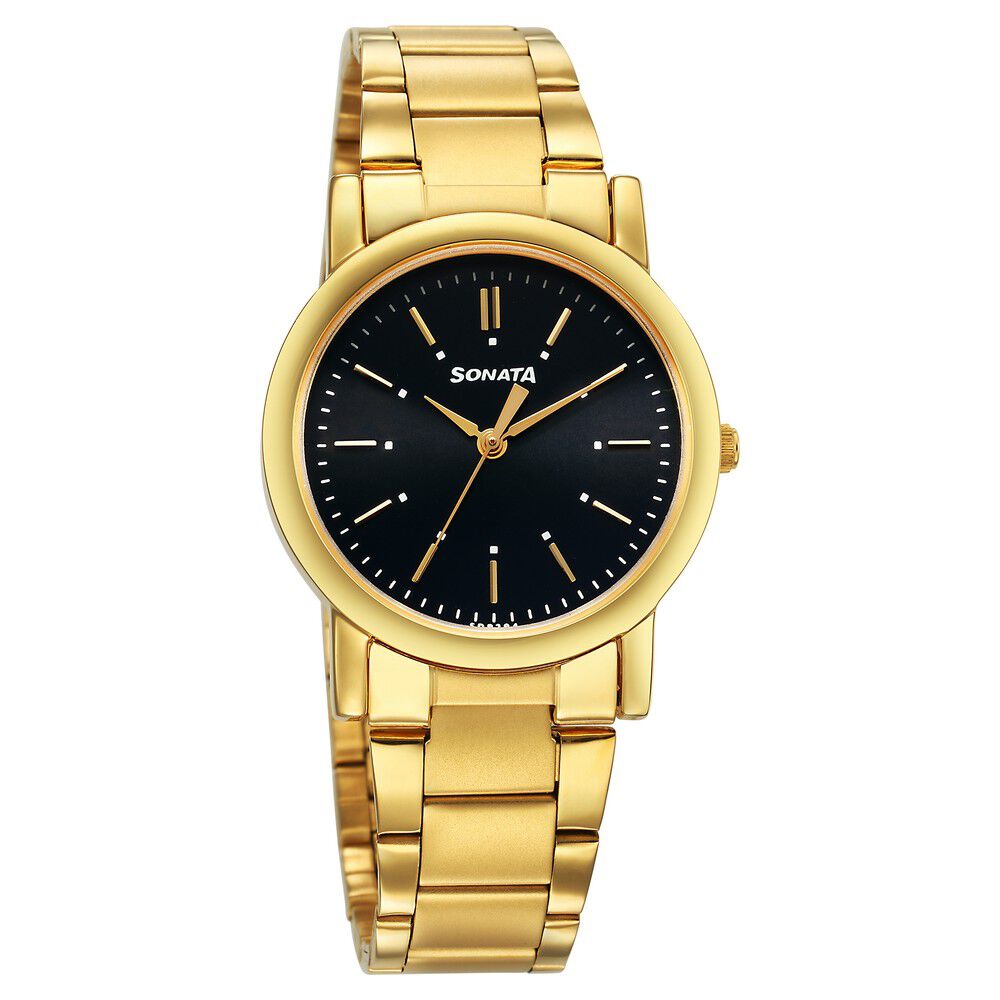 Sonata black dial men's watch on sale