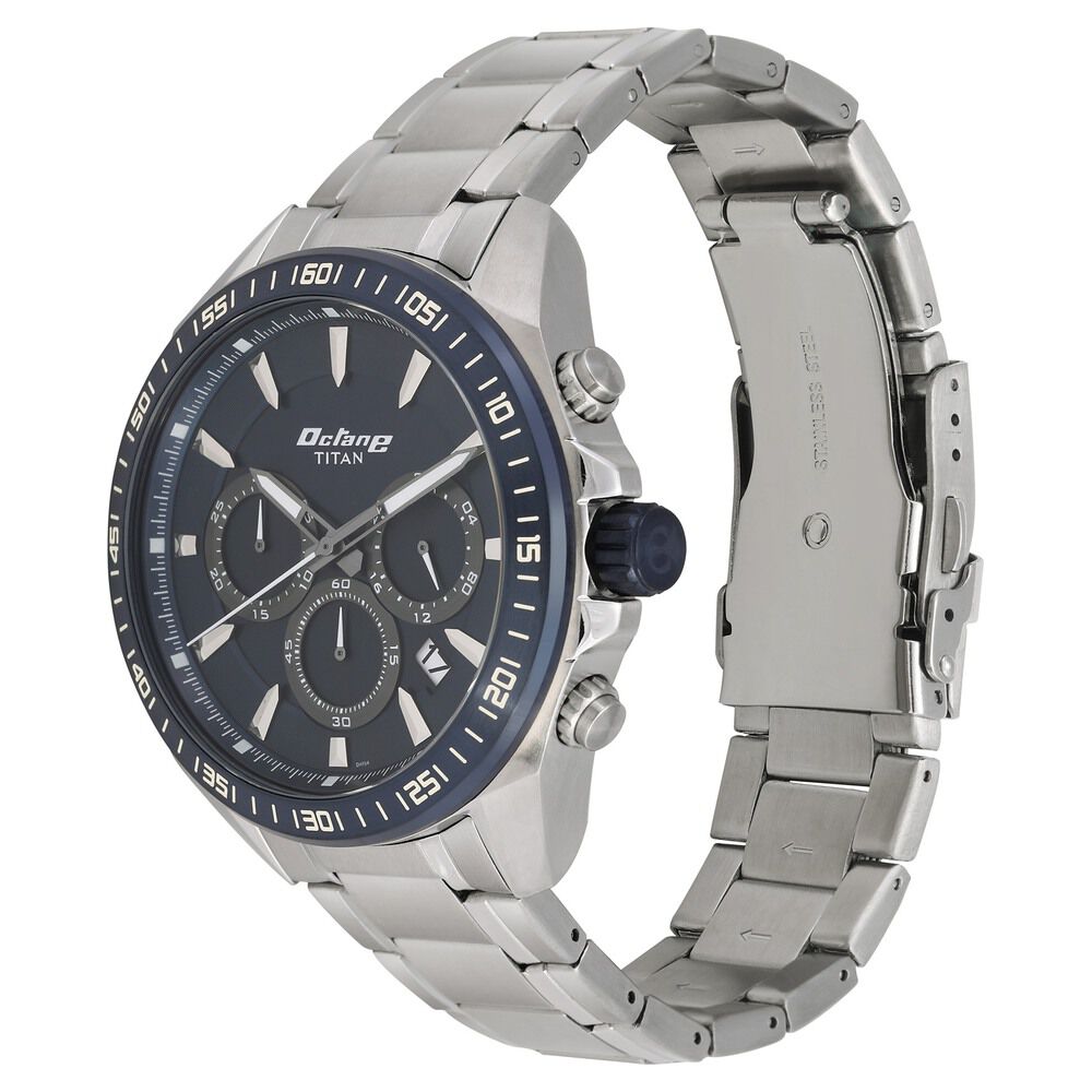 Buy Online Titan Octane Blue Dial Chronograph Stainless Steel Strap watch for Men ns90103km02 Titan