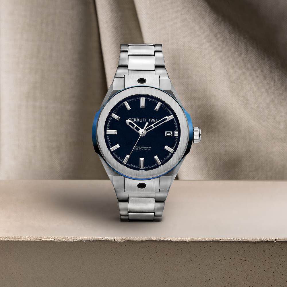Buy Online Cerruti 1881 Blue Dial Stainless Steel Strap Watch for Men cecra29010w p Titan
