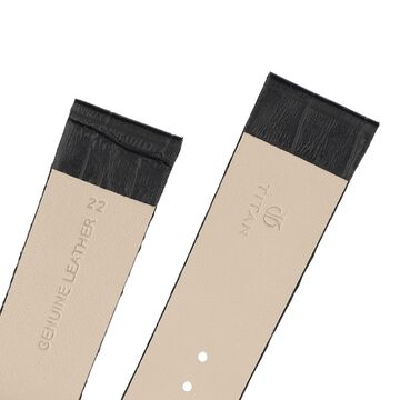 22 mm Black Genuine Leather Straps for Men