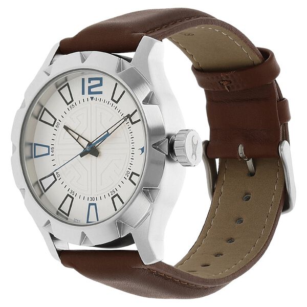 Fastrack Quartz Analog White Dial Leather Strap Watch for Guys - image number 1