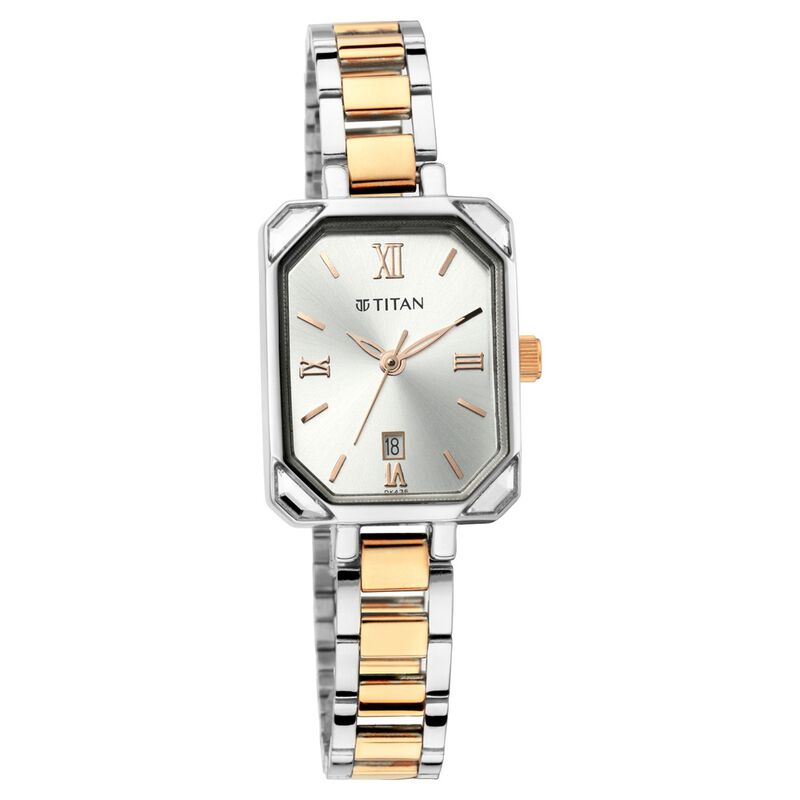 Titan Quartz Analog with Date Silver Dial Metal Strap Watch for Women - image number 0