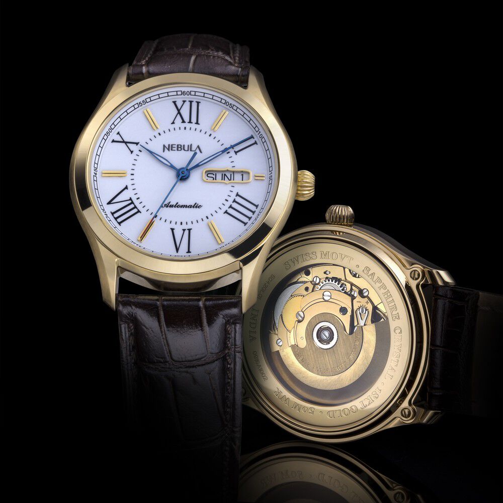 Buy Online Titan Nebula Swiss Automatic 18 Karat Solid Gold Watch for Men 5042gl01 Titan