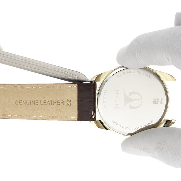 22 mm Brown Genuine Leather Strap for Men - image number 5