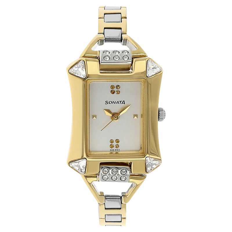 Sonata Quartz Analog Silver Dial Stainless Steel Strap Watch for Women