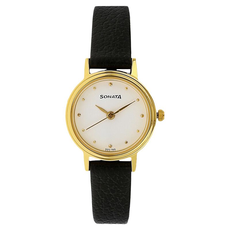 Sonata Quartz Analog White Dial Leather Strap Watch for Women - image number 0