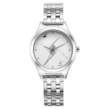 Fastrack Stunners Silver Dial Metal Strap Watch for Girls