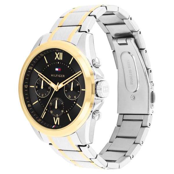Tommy Hilfiger Quartz Multifunction Black Dial Two Toned Stainless Steel Strap Watch For Men - image number 1