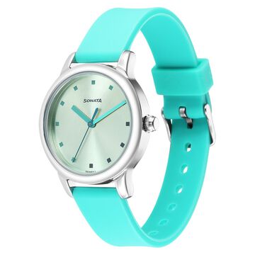 Sonata Splash Green Dial Women Watch With Plastic Strap