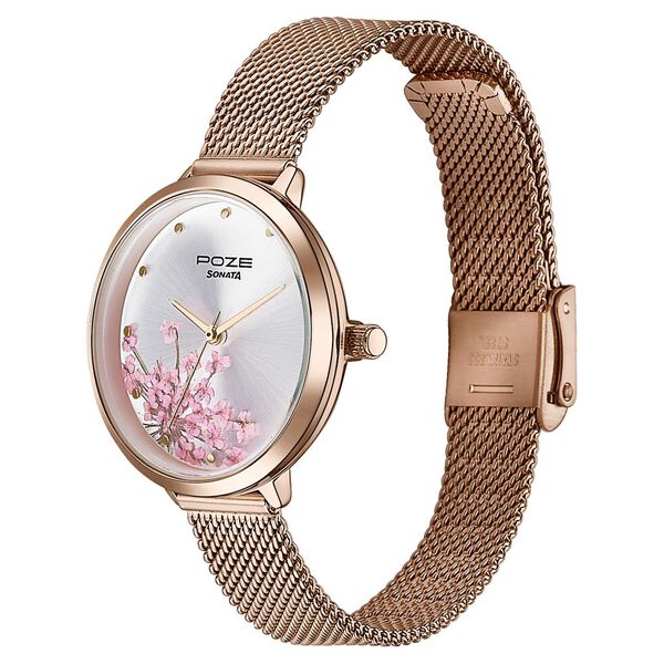 Sonata Poze Quartz Analog Silver Dial Metal Strap Watch For Women - image number 2
