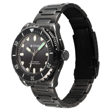 Titan Zero Hour Professional Diver's 500m Limited Edition Automatic Analog with Black Dial Black Titanium & Black FKM Strap Watch for Men