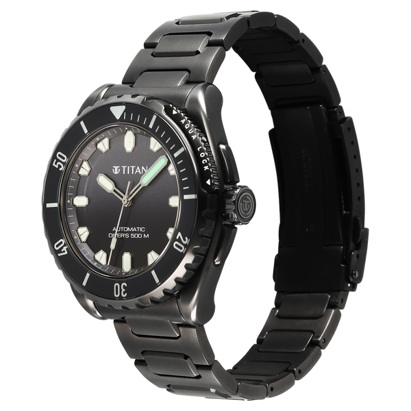 Titan Zero Hour Professional Diver's 500m Limited Edition Automatic Analog with Black Dial Black Titanium & Black FKM Strap Watch for Men - image number 4
