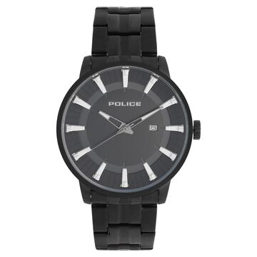 Police Quartz Analog with Date Black Dial Stainless Steel Strap Watch for Men
