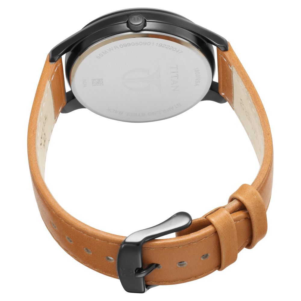 Buy Online Titan Quartz Multifunction Silver Dial Leather Strap Watch for Men nn1803nl01 Titan