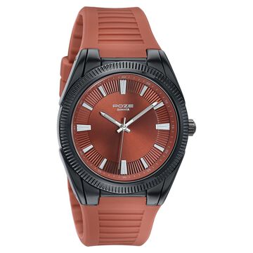 Poze By Sonata Quartz Analog Orange Dial Orange Silicone Strap Watch For Men