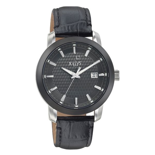 Xylys Swiss Analog with Date Black Leather Strap and Grey Dial Watch For Men - image number 0