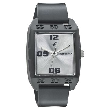 Fastrack Quartz Analog Silver Dial Plastic Strap Watch for Guys