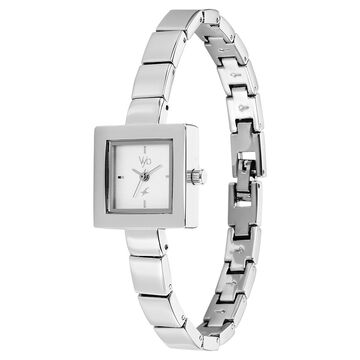 Vyb Successor By Fastrack Quartz Analog White Dial Metal Strap Watch For Girls