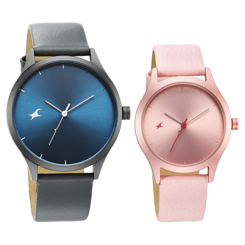Buy Online Fastrack Mixmatched Couple Watches with Blue and Pink