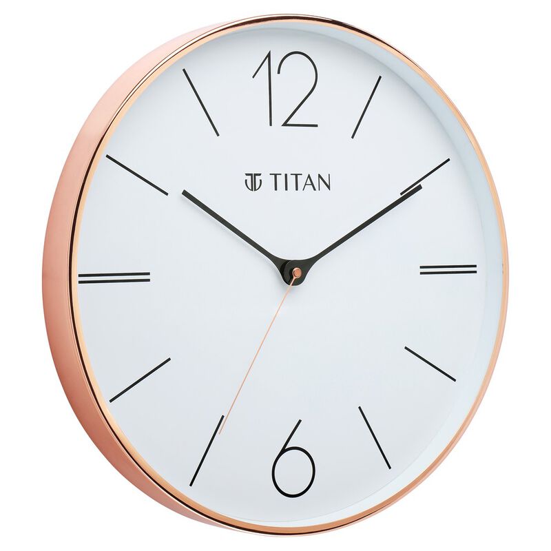Buy Online Titan Metallic Wall Clock White Dial with Rose Gold Sleek