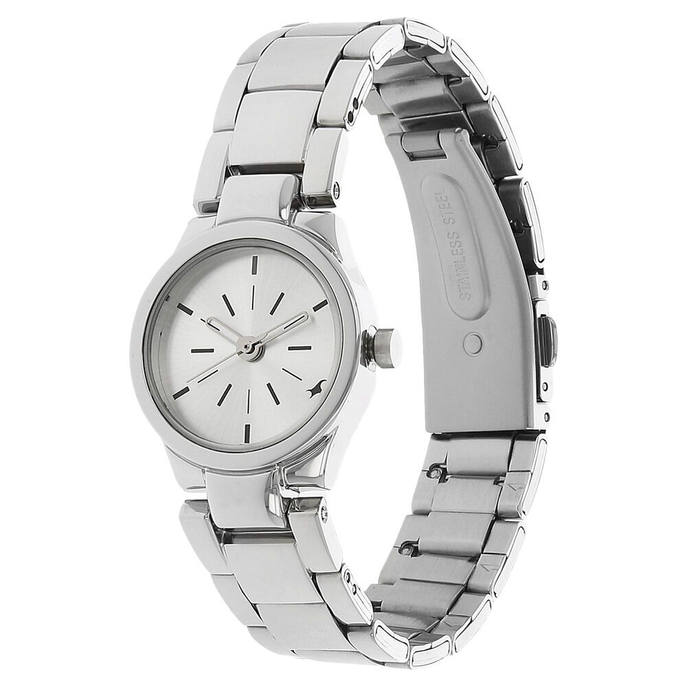 Fastrack Quartz Analog Silver Dial Metal Strap Watch for Girls