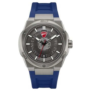 Ducati Quartz Analog Grey Dial Blue Silicone Strap Watch For Men