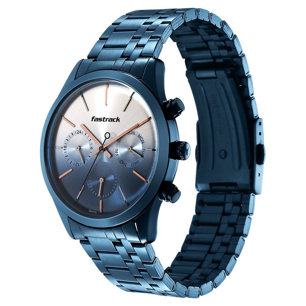 Buy Online Fastrack Opulence Quartz Multifunction Multicoloured Dial Stainless Steel Strap Watch for Guys ns3288qm01 Titan