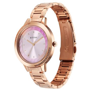Titan Razzle Dazzle Quartz Analog Pink Dial Stainless Steel Strap Watch For Women