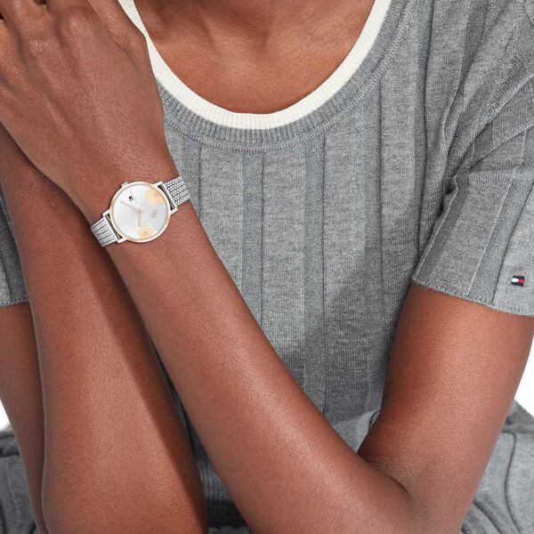 Tommy Hilfiger Multifunction Silver Round Dial Silver Stainless Steel Strap Watch For Women - image number 3