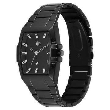 Vyb Pioneer By Fastrack Quartz Analog Black Dial Metal Strap Watch For Guys