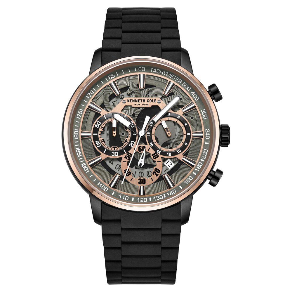Buy Online Kenneth Cole Quartz Chronograph Grey Dial Silicone Strap Watch for Men nekcwgo2218502mn Titan