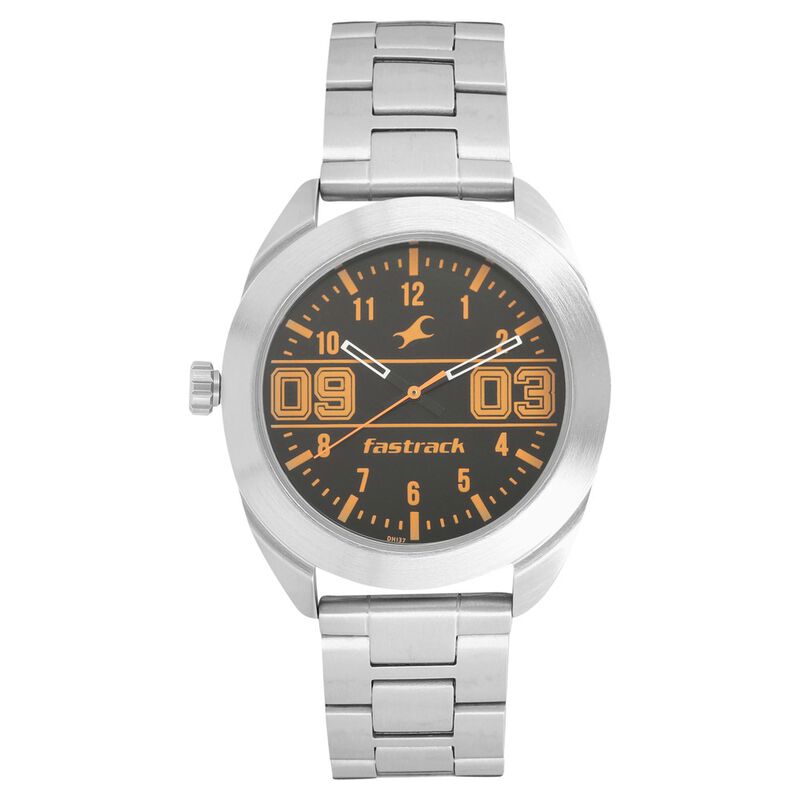 Fastrack Varsity Quartz Analog Black Dial Stainless Steel Strap Watch for Guys