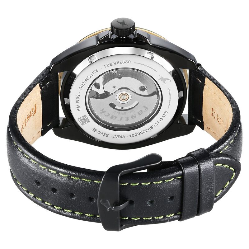 Buy Online Fastrack Automatics Black Dial Leather Strap Watch for Guys ns3297kl01 Titan