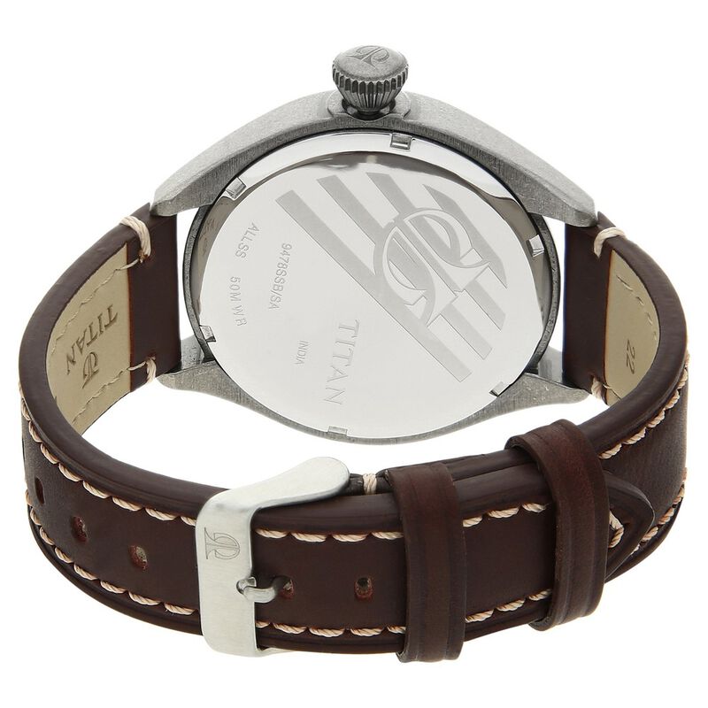 Titan Analog with Date Rose Gold Dial Leather Strap watch for Men - image number 3