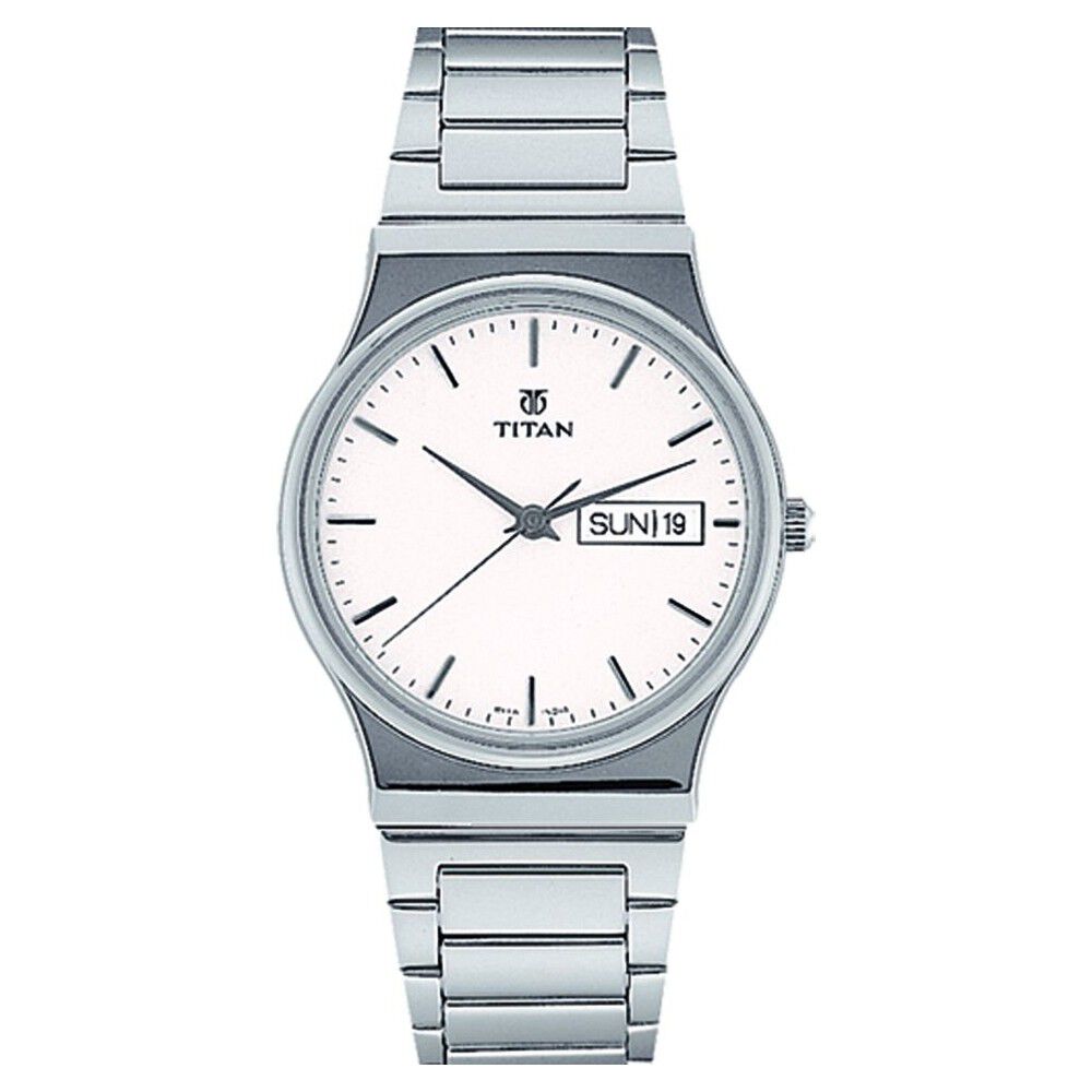 Buy Online Titan Quartz Analog with Day and Date White Dial Watch for Men nc242sm02 Titan