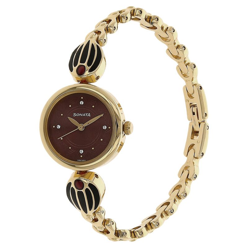 Sonata Quartz Analog Maroon Dial Metal Strap Watch for Women - image number 1