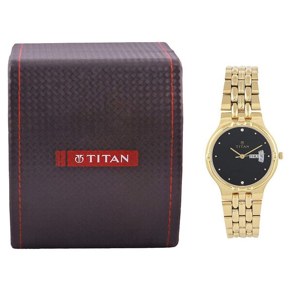 Titan Analog Black Dial with Day and Date Metal Strap watch for Men - image number 4