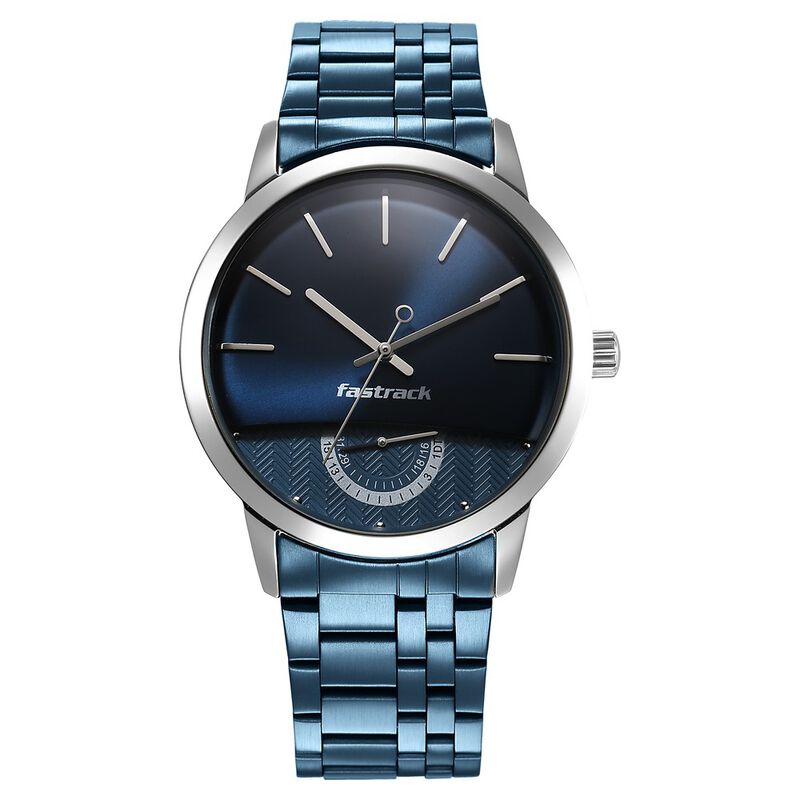 Fastrack Opulence Quartz Analog with Date Blue Dial Stainless Steel Strap Watch for Guys - image number 2