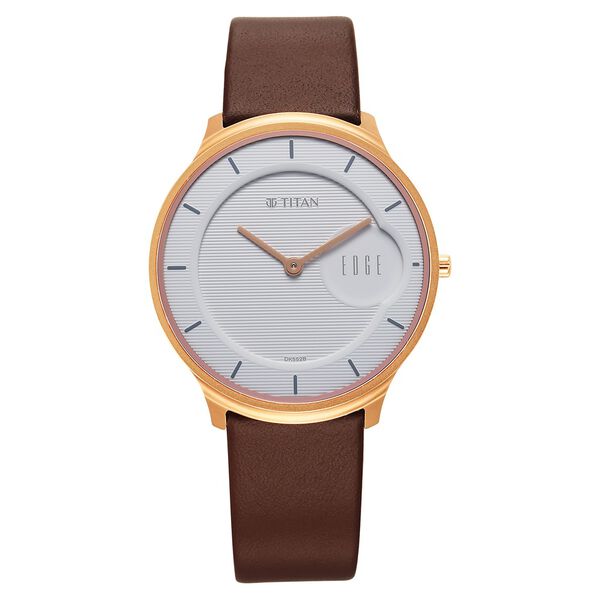 Titan Edge Quartz Analog White Dial Brown Leather Strap Watch For Men - image number 0