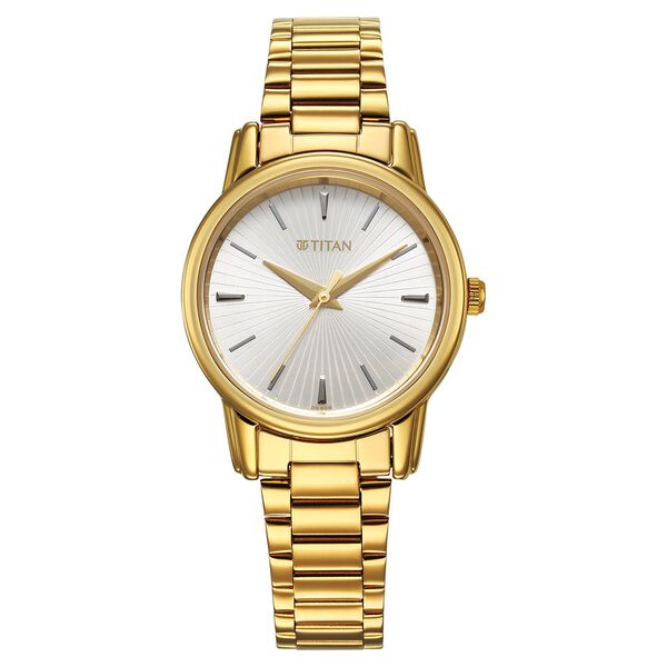Titan Karishma Quartz Analog Silver Dial Golden Stainless Steel Strap Watch For Women - image number 0