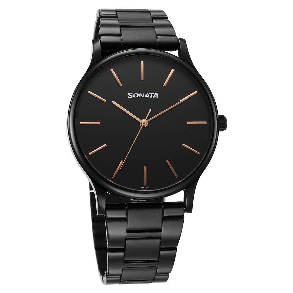 Buy Online Sonata Aspire Quartz Analog Black Dial Stainless Steel Strap Watch For Men 77105nm11w Titan