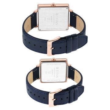 Titan Bandhan Black Dial Quartz Multifunction Leather Strap Watch for Couple