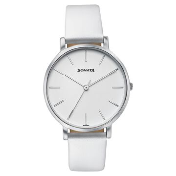 Sonata Pastel Play Quartz Analog White Dial Leather Strap Watch For Women