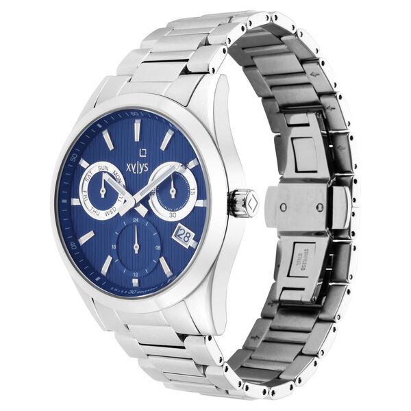 Xylys Swiss Multifunction Silver Stainless Steel Strap Blue Dial Watch For Men - image number 3