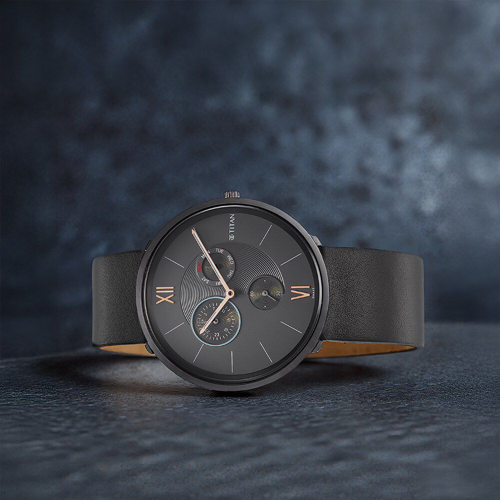 Titan Slim Quartz Multifunction Grey Dial Quartz Stainless Steel Strap Watch for Men-image-22