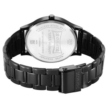 Sonata Aspire Quartz Analog Black Dial Stainless Steel Strap Watch for Men