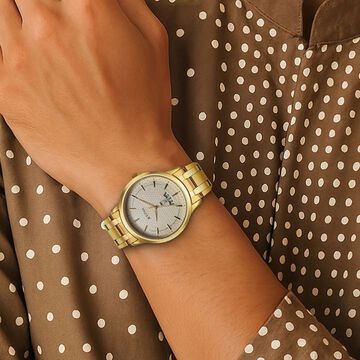 Titan Karishma Quartz Analog Champagne Dial Stainless Steel Strap Watch for Men