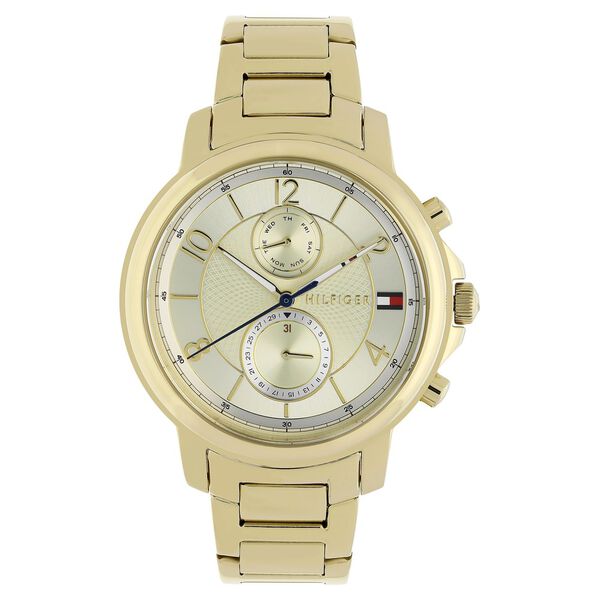 Tommy Hilfiger Quartz Multifunction Golden Dial Stainless Steel Strap Watch for Women - image number 0